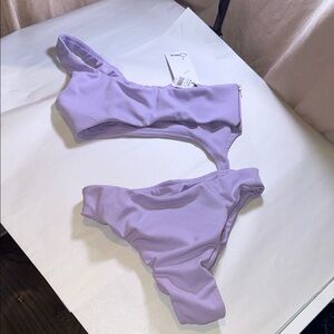 Cider Lavender One-Shoulder Bikini